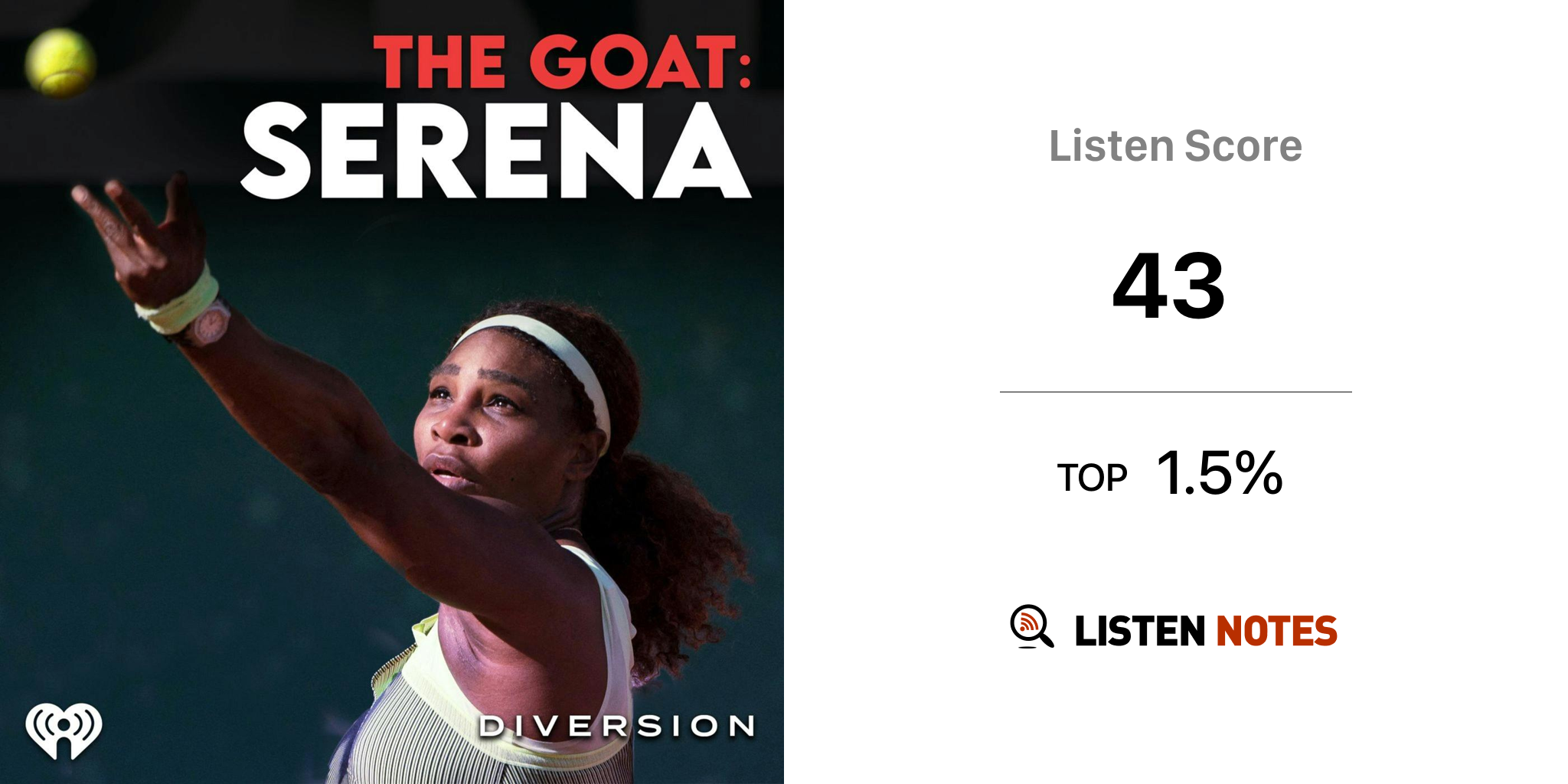 The GOAT: Serena Williams (pódcast) - Diversion Audio | Listen Notes