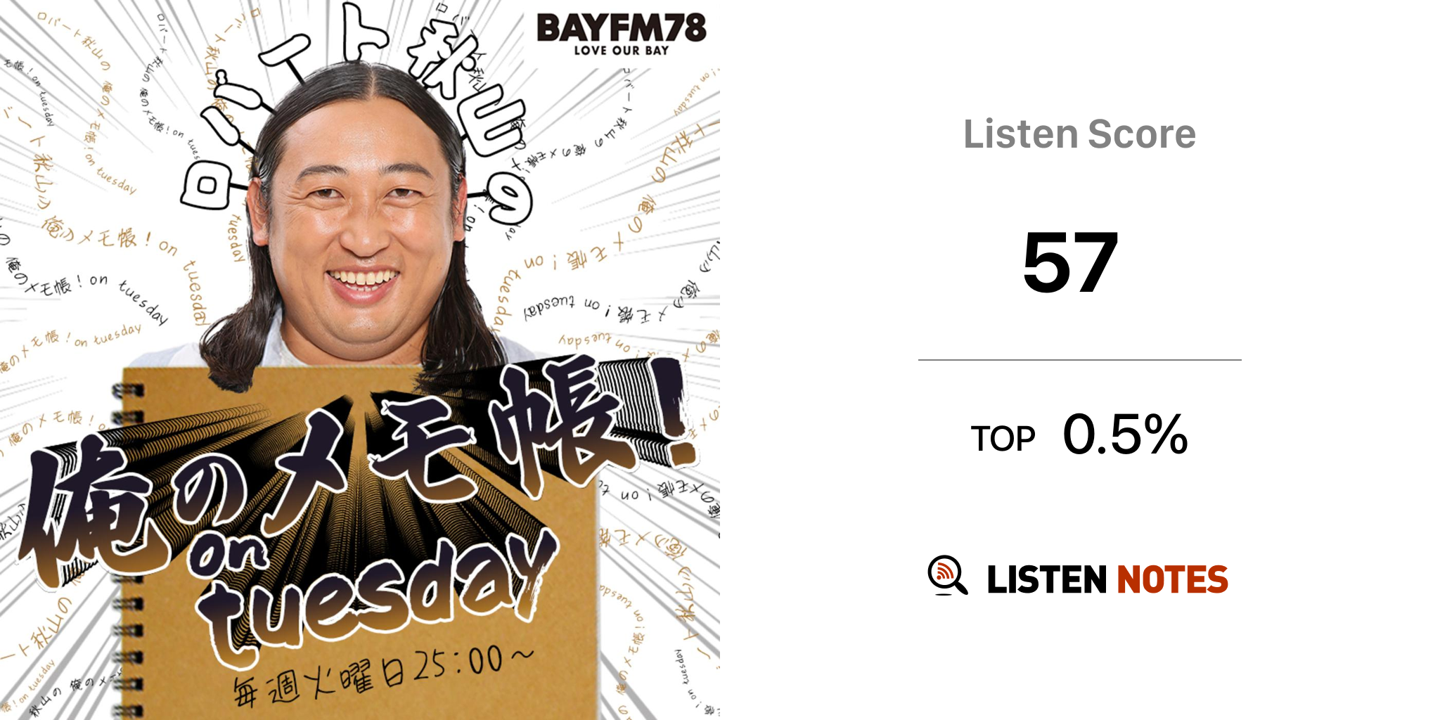 俺のメモ帳 BAYFM ロバート秋山の 俺のメモ帳！on tuesday Podcast
